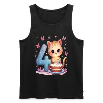 chaton mignon fille d’anniversaire 4e anniversaire - Débardeur bio Premium Homme - noir - Devant - Michal (187cm)