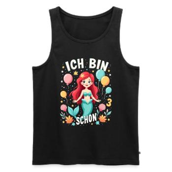 J’ai déjà 3 sirène fille d’anniversaire - Débardeur bio Premium Homme - noir - Devant - Michal (187cm)