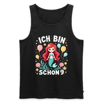 J’ai déjà 9 ans Sirène Birthday Girl - Débardeur bio Premium Homme - noir - Devant - Michal (187cm)