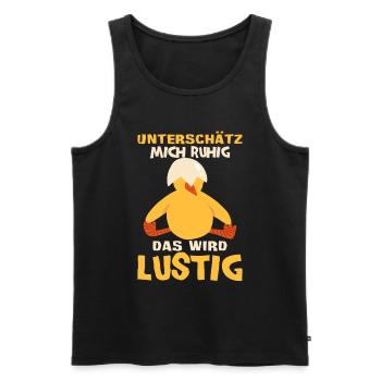 Unterschätz mich ruhig - Männer Premium Bio Tank Top - Schwarz - Vorne - Michal (187cm)