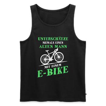 Unterschätze niemals einen alten Mann mit E Bike - Männer Premium Bio Tank Top - Schwarz - Vorne - AI Model Male 178 light (178cm)