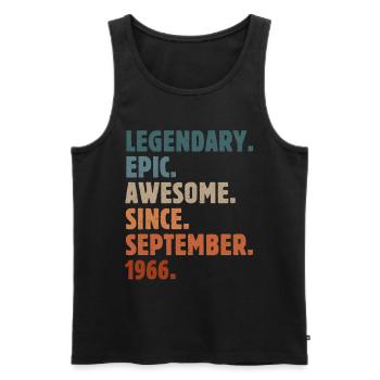 1966 September Vintage Birthday Gift - Men's Premium Organic Tank Top - black - Front - Michal (187cm)