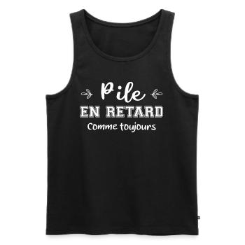 Pile en retard cadeau - Débardeur bio Premium Homme - noir - Devant - Michal (187cm)