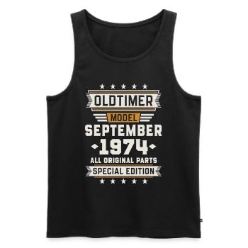 Oldtimer September 1974 Birthday Gift - Men's Premium Organic Tank Top - black - Front - Michal (187cm)