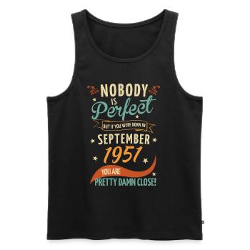 Nobody is perfect born in September 1951 - Men's Premium Organic Tank Top - black - Front - Michal (187cm)
