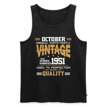 Vintage Aged To Perfection October 1951 - Men's Premium Organic Tank Top - black - Front - Michal (187cm)