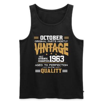 Vintage Aged To Perfection October 1963 - Men's Premium Organic Tank Top - black - Front - Michal (187cm)