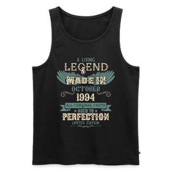 Octobre 1994 Vintage Anniversaire - Débardeur bio Premium Homme - noir - Devant - AI Model Male 178 light (178cm)