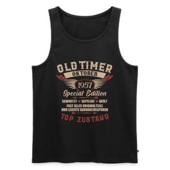 Oldtimer Oktober 1957 Jahrgang Geburtstag - Männer Premium Bio Tank Top - Schwarz - Vorne - Michal (187cm)