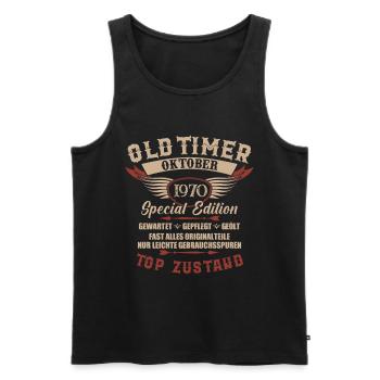 Oldtimer Oktober 1970 Jahrgang Geburtstag - Männer Premium Bio Tank Top - Schwarz - Vorne - Michal (187cm)