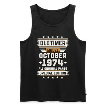 Oldtimer October 1974 Birthday Gift - Men's Premium Organic Tank Top - black - Front - Michal (187cm)