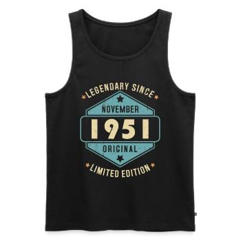 Novembre 1951 Vintage Retro Anniversaire - Débardeur bio Premium Homme - noir - Devant - Michal (187cm)