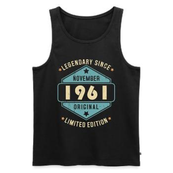 Novembre 1961 Vintage Retro Anniversaire - Débardeur bio Premium Homme - noir - Devant - AI Model Male 178 light (178cm)