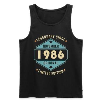 Novembre 1986 Vintage Retro Anniversaire - Débardeur bio Premium Homme - noir - Devant - Michal (187cm)