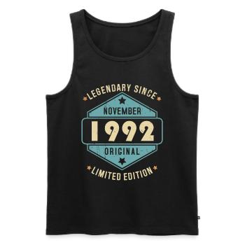 Novembre 1992 Vintage Retro Anniversaire - Débardeur bio Premium Homme - noir - Devant - Michal (187cm)
