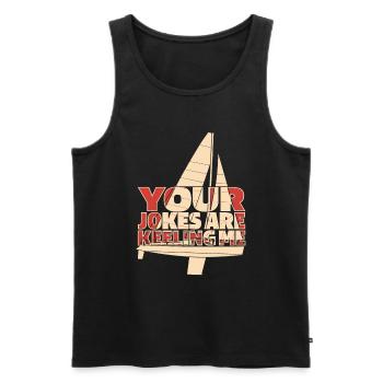 Voilier Jeu de mots Marins Marins Marins - Débardeur bio Premium Homme - noir - Devant - Michal (187cm)