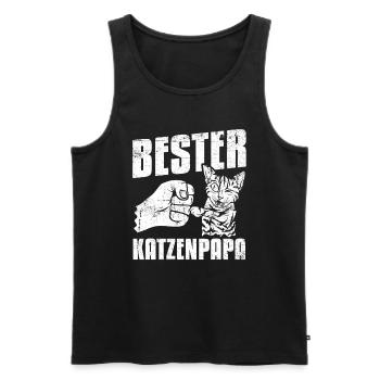 Katze Katzenpapa - Männer Premium Bio Tank Top - Schwarz - Vorne - AI Model Male 178 light (178cm)