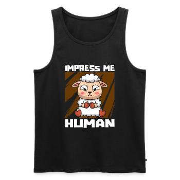 Schaf Lustiges Lamm - Männer Premium Bio Tank Top - Schwarz - Vorne - Michal (187cm)