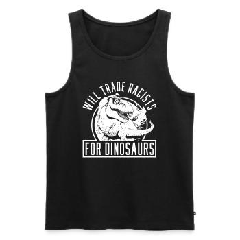 Dinosaurier Antirassismus - Männer Premium Bio Tank Top - Schwarz - Vorne - Michal (187cm)