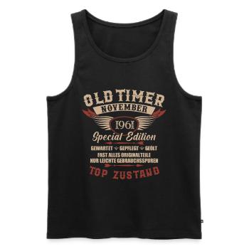 Oldtimer November 1961 Jahrgang Geburtstag - Männer Premium Bio Tank Top - Schwarz - Vorne - Michal (187cm)