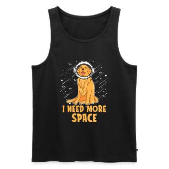 Golden Retriever Astronaute J’ai besoin de plus d’espace - Débardeur bio Premium Homme - noir - Devant - Michal (187cm)