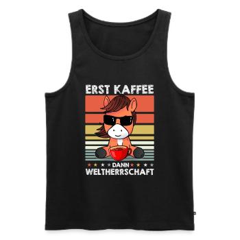 Pferd Reitsport Sonnenbrille Kaffee - Männer Premium Bio Tank Top - Schwarz - Vorne - Michal (187cm)