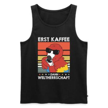 Papagei Kaffee-Sonnenbrille - Männer Premium Bio Tank Top - Schwarz - Vorne - Michal (187cm)