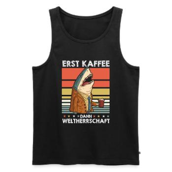Haifisch Kaffee - Männer Premium Bio Tank Top - Schwarz - Vorne - AI Model Male 178 light (178cm)
