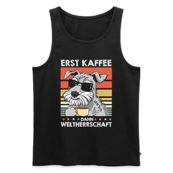 Schnauzer Hund Kaffee-Sonnenbrille - Männer Premium Bio Tank Top - Schwarz - Vorne - Michal (187cm)