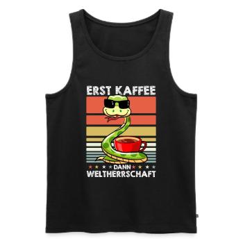 Schlange Sonnenbrille Kaffee - Männer Premium Bio Tank Top - Schwarz - Vorne - Michal (187cm)