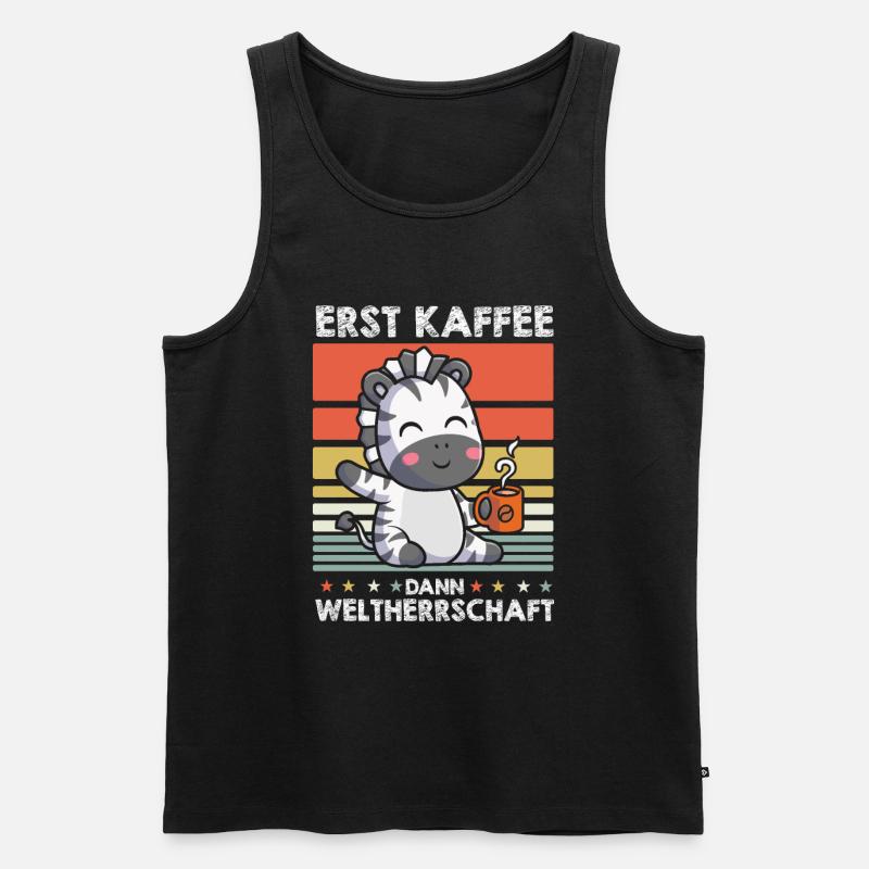 Zebra Kaffee - Männer Premium Bio Tank Top - Schwarz