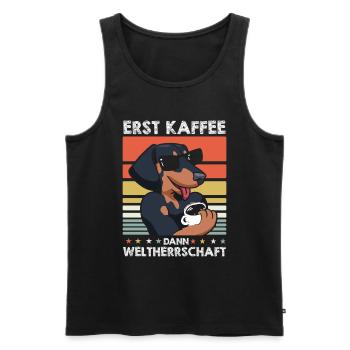 Dackel Dachshund Kaffee-Sonnenbrille - Männer Premium Bio Tank Top - Schwarz - Vorne - Michal (187cm)