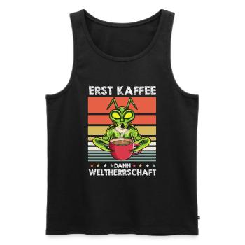 Mantis Gottesanbeterin Kaffee - Männer Premium Bio Tank Top - Schwarz - Vorne - Michal (187cm)