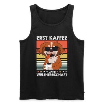 Pekingese Kaffee-Sonnenbrille - Männer Premium Bio Tank Top - Schwarz - Vorne - Michal (187cm)