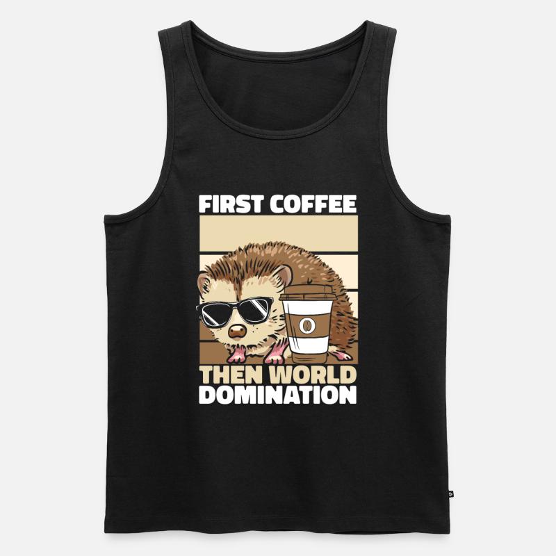 Igel Kaffee Sonnenbrille - Männer Premium Bio Tank Top - Schwarz