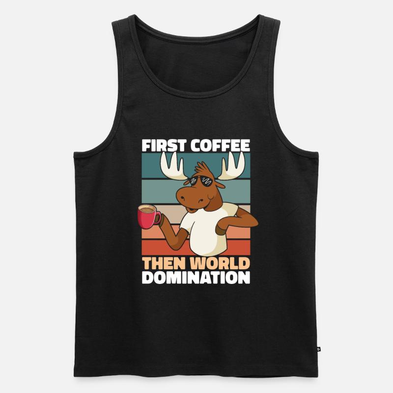 Elch Kaffee Sonnenbrille - Männer Premium Bio Tank Top - Schwarz