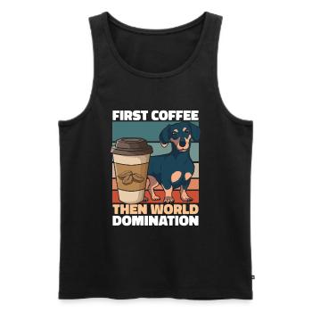 Dackel Dachshund Kaffee - Männer Premium Bio Tank Top - Schwarz - Vorne - Michal (187cm)