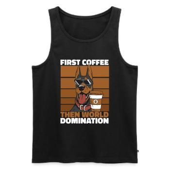 Doberman Coffee Sunglasses - Men's Premium Organic Tank Top - black - Front - Michal (187cm)