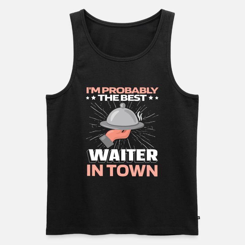 Kellner Kellnerin Witzig - Männer Premium Bio Tank Top - Schwarz