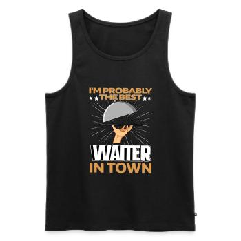 Kellner Kellnerin Lustig - Männer Premium Bio Tank Top - Schwarz - Vorne - AI Model Male 178 light (178cm)