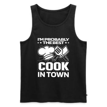 Chef cuisinier drôle - Débardeur bio Premium Homme - noir - Devant - Michal (187cm)