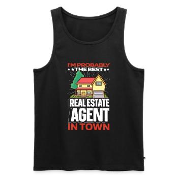 Real Estate Agent Witzig - Men's Premium Organic Tank Top - black - Front - AI Model Male 178 light (178cm)
