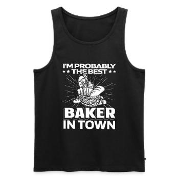Cuisson du pain de boulangerie Baker - Débardeur bio Premium Homme - noir - Devant - Michal (187cm)