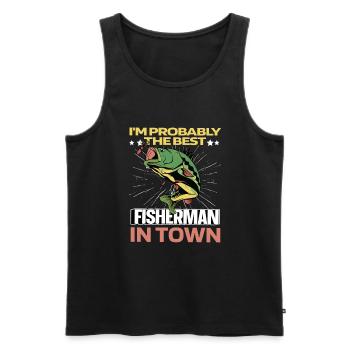 Angler Fishing Bass - Men's Premium Organic Tank Top - black - Front - Michal (187cm)
