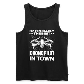 Drone Quadcopter Funny - Men's Premium Organic Tank Top - black - Front - AI Model Male 178 light (178cm)