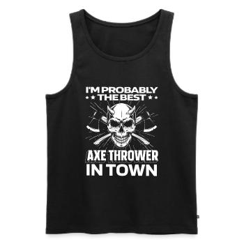Axtwerfen Axtwerfer Schädel - Männer Premium Bio Tank Top - Schwarz - Vorne - AI Model Male 178 light (178cm)