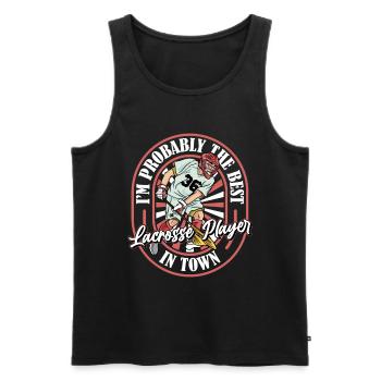 Lacrosse Witzig - Männer Premium Bio Tank Top - Schwarz - Vorne - AI Model Male 178 light (178cm)