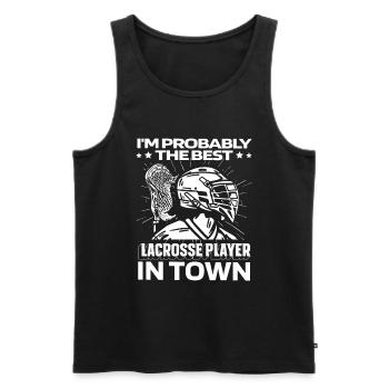 Lacrosse Funny - Men's Premium Organic Tank Top - black - Front - Michal (187cm)