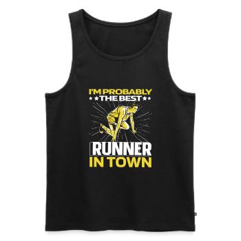 Coureur Joggeur Coureur Course drôle - Débardeur bio Premium Homme - noir - Devant - AI Model Male 178 light (178cm)
