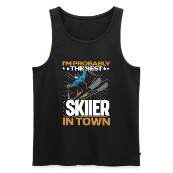 Skiing Apres Ski Fun - Men's Premium Organic Tank Top - black - Front - AI Model Male 178 light (178cm)